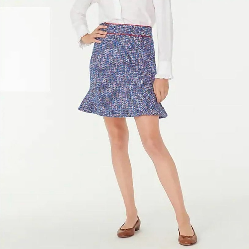 J. CREW Fluted Blue & Red A-Line Skirt Autumn Tweed 19”